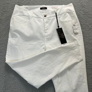 YSJ Jeans‎ Womens 20W Ivory Queen Ankle Skinny Denim Raw Hem Stretch